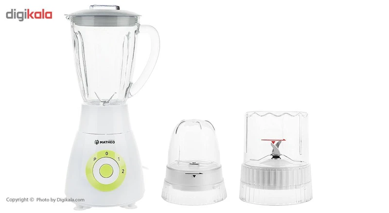مخلوط کن متئو Matteo MBL52 شیشهای ۱۵۰۰ وات ۶ تیغه استیل + آسیاب و خردکن اصل - Image 11